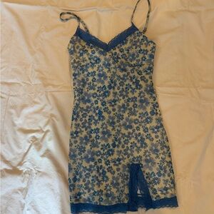 Forever 21 Blue Floral Lace Slip Dress